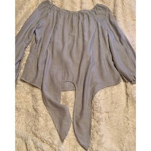 Jones New York Striped Off Shoulder Shirt-Small